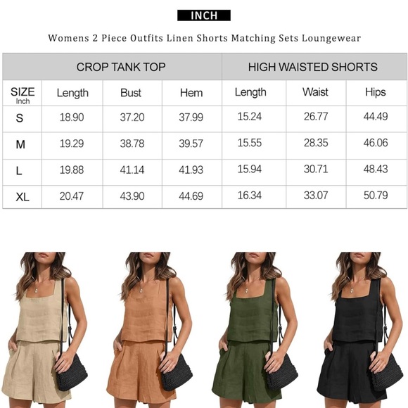 Black linen matching set - Picture 2 of 3